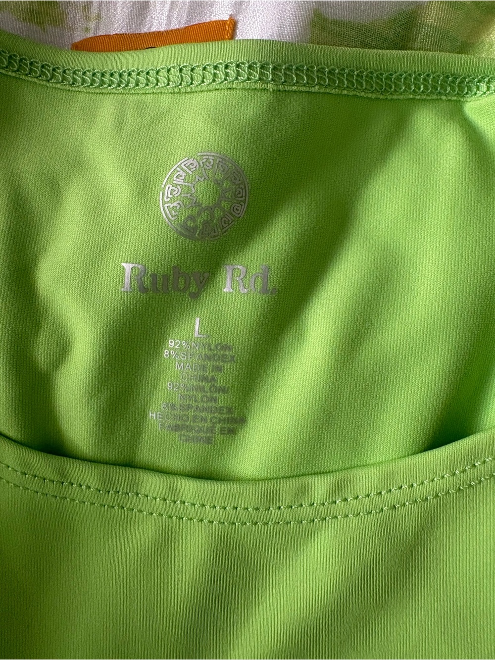 Ruby Rd. Green and White Floral Button-Front Top - Picture 4 of 5